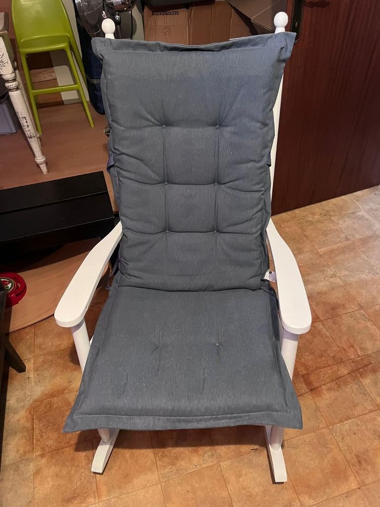 Houten schommelstoel – wit –hout – inclusief tuinkussens, Enlèvement, Utilisé, Une, Bois