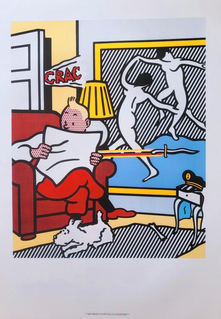 Lichtenstein - Tintin lisant - Tintin lit, Antiquités & Art, Art | Lithographies & Sérigraphies, Enlèvement ou Envoi