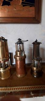 Lot de 3 anciennes lampes de mine en cuivre / laiton – déco, Antiquités & Art, Cuivre
