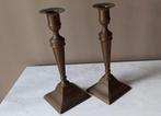 set van 2 oude koperen kandelaars, Antiek en Kunst, Antiek | Brons en Koper, Ophalen of Verzenden, Koper