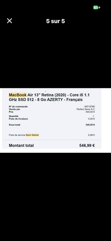 Macbook air13 retina (2020) core I 51.1GHZSSD5128G, Ophalen of Verzenden, Azerty, MacBook