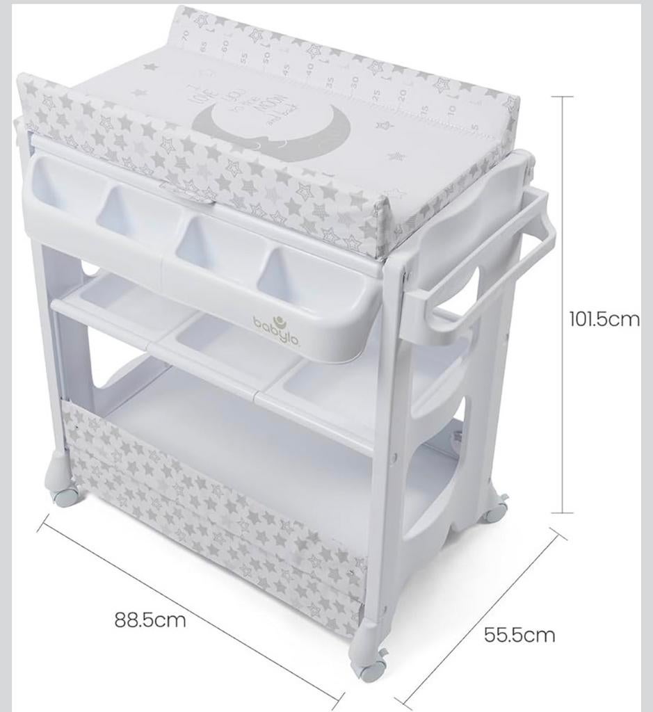 Table de toilette et à langer pour bébé avec roulettes, Enlèvement, Comme neuf