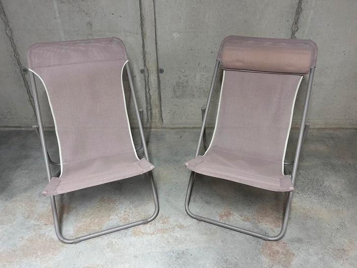 2 opvouwbare strandstoelen/kampeerstoelen, Tuin en Terras, Tuinstoelen, Gebruikt, Aluminium, Inklapbaar, Verstelbaar, Ophalen