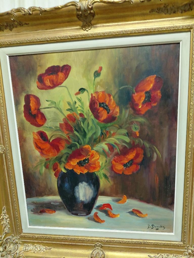 Vintage schilderij stilleven met bloemen, Ophalen