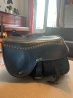 Motortas zadeltas leder zwart - vintage stijl, Motoren, Ophalen, Gebruikt