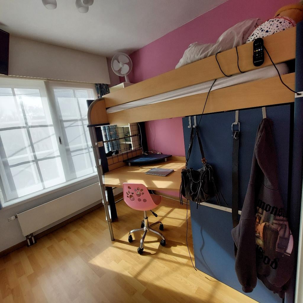 Lit mezzanine avec bureau et placard, 210 cm, Une personne, Enlèvement, Utilisé