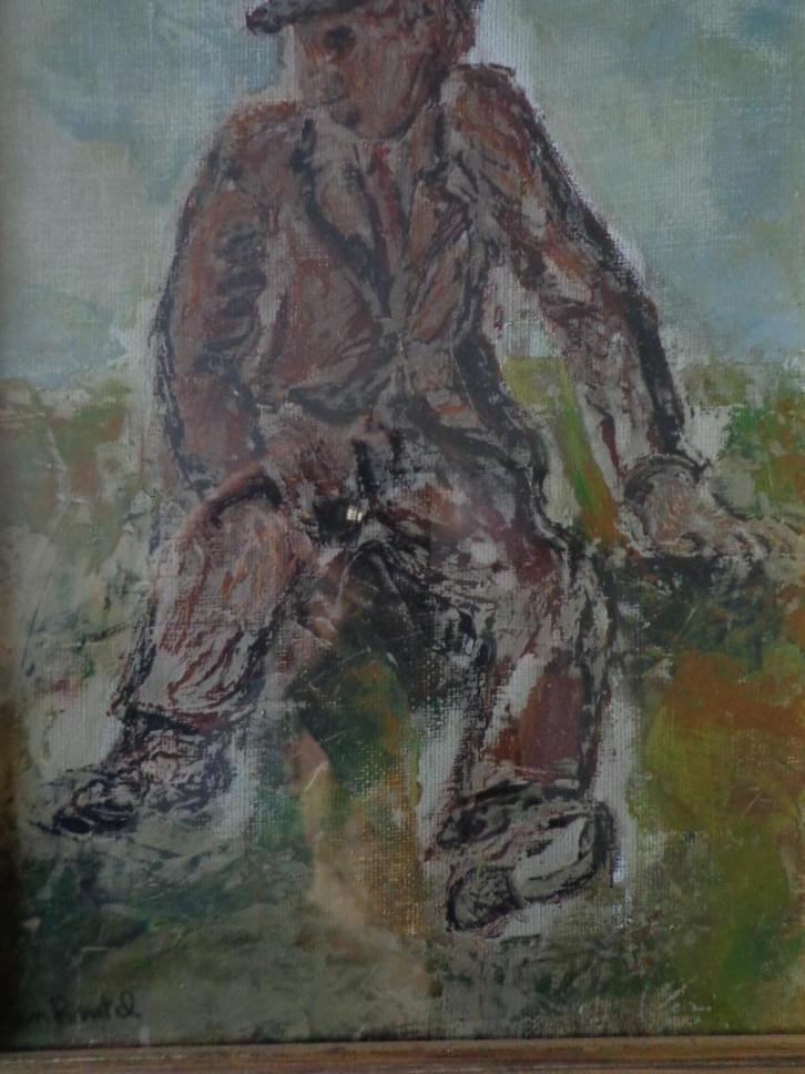 schilderij Theo Van Rintel Man met pet in landschap, Antiek en Kunst, Kunst | Schilderijen | Modern, Ophalen