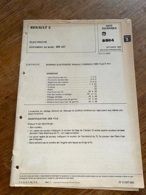 Renault 5 1985 (Type C 4xx ) schémas électrique, Autos : Divers, Modes d'emploi & Notices d'utilisation, Envoi