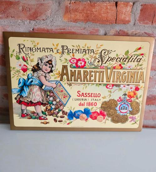 Panneau publicitaire Amaretti Virginia Glacoide 270 x 385 mm, Collections, Marques & Objets publicitaires, Comme neuf, Panneau publicitaire
