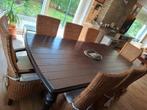 Eettafel met rieten stoelen, Huis en Inrichting, Tafels | Eettafels, Ophalen, 100 tot 150 cm, 200 cm of meer, Zo goed als nieuw