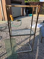 Vintage rek. Glas en geel metaal, Ophalen
