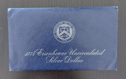 USA 1974 - Eisenhower Uncirculated Silver Dollar - Sealed, Timbres & Monnaies, Monnaies | Amérique, Série, Amérique du Nord, Envoi