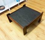 vintage salontafel met zwart leistenen blad, Huis en Inrichting, Tafels | Salontafels, Ophalen, 50 tot 100 cm, 50 tot 100 cm, Zo goed als nieuw