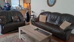 Lederen salon donker bruin, Ophalen, Gebruikt, Leer