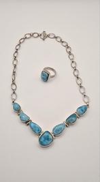 zilveren larimar ketting en ring, Verzenden