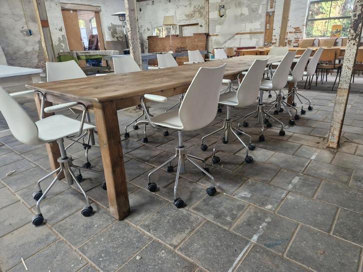 Geweldige mooie lange tafel met 12 supergave fauteuils, Huis en Inrichting, Tafels | Eettafels, Gebruikt, Ophalen