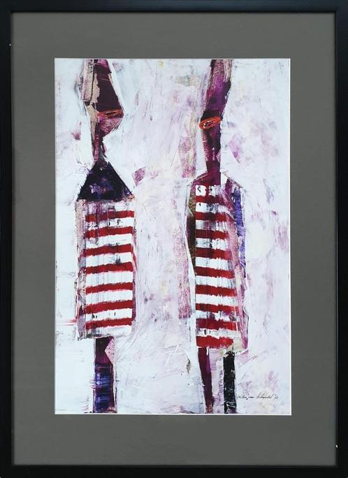 Willem van Scheijndel - Acrylique — Deux femmes kényanes — c, Antiquités & Art, Art | Peinture | Moderne, Enlèvement