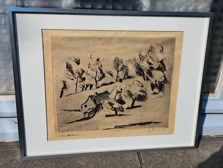 eau forte casteau signe michel stievenart, Antiquités & Art, Art | Eaux-fortes & Gravures, Enlèvement ou Envoi