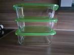 Récipient alimentaire en verre vert Luminarc Keep 'n Box x 3, Récipient(s), Comme neuf, Enlèvement ou Envoi, Verre