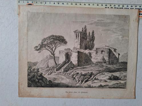 Oude gravure Vicomte de Senonnes Vue prise dans les Appenins, Antiek en Kunst, Kunst | Etsen en Gravures, Ophalen of Verzenden