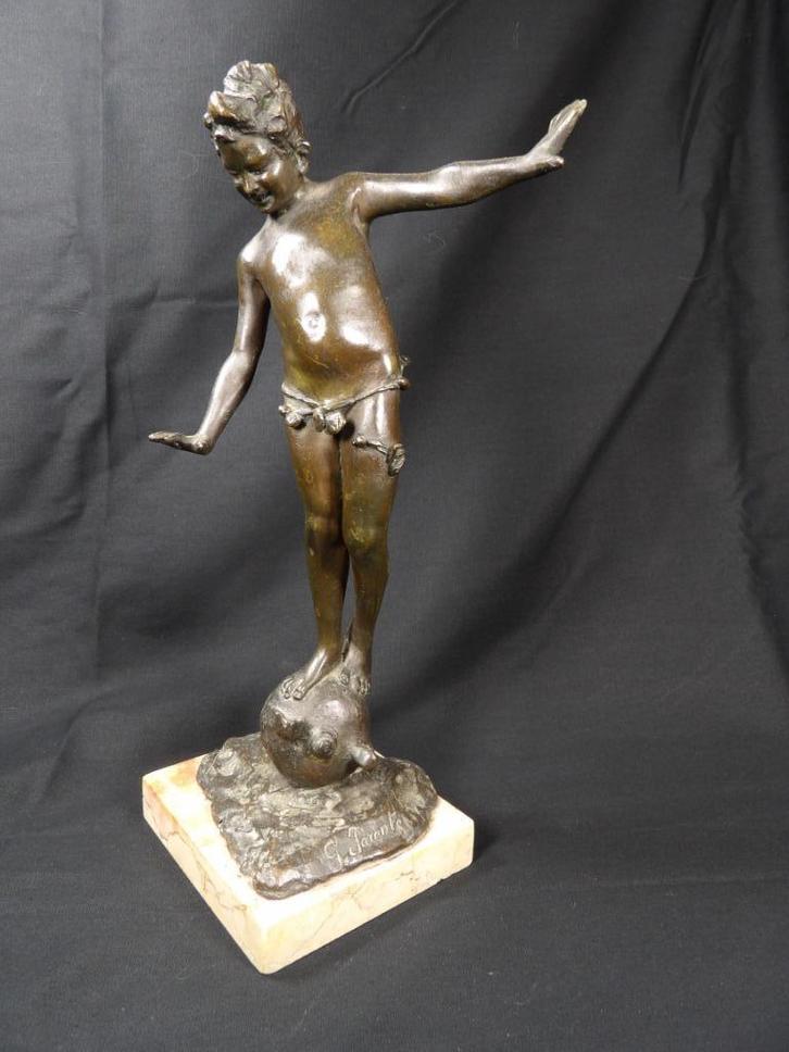 19e eeuws figuur van balancerende jongen, Antiek en Kunst, Antiek | Brons en Koper, Ophalen