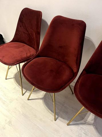 Fluwelen eettafel stoelen rood/bruin/bordeaux beschikbaar voor biedingen