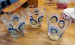 Waterglas mid-century Cerve Italy vintage motief, prijs/set., Glas, Overige stijlen, Gebruikt, Ophalen