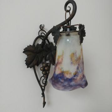 Lampe murale Art Nouveau Müller Frères, fer forgé, Enlèvement ou Envoi