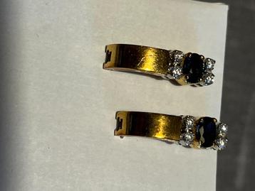 Boucles d'oreilles en or avec brillants et saphirs 300 Euros beschikbaar voor biedingen