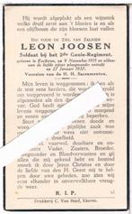 Oorlog. Joosen Leon. ° Eeckeren 1915 † Eeckeren 1937, Enlèvement ou Envoi, Image pieuse
