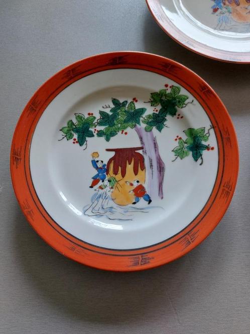 Image « Hob-in-the-Well » de 5 assiettes anciennes en porcel, Antiquités & Art, Antiquités | Porcelaine, Enlèvement ou Envoi