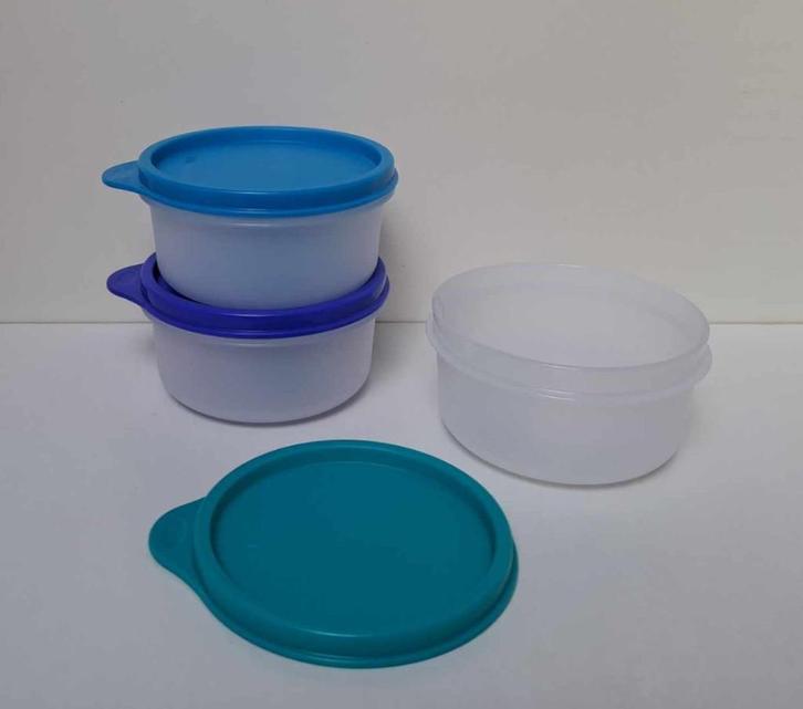 Tupperware™ « Ruimtekommetje » 200 ml x 3 - wit en blauw, Huis en Inrichting, Keuken | Tupperware, Nieuw, Bak of Kom, Blauw, Wit