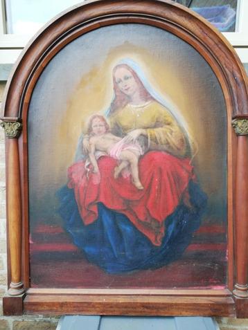 G. Langie, groot schilderij, 'Madonna met kind' + ref werk beschikbaar voor biedingen