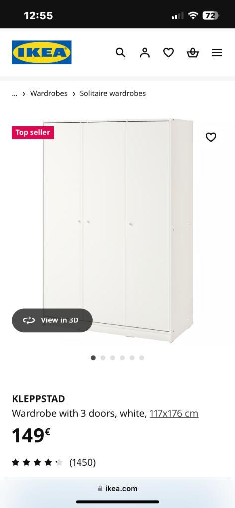 Kledingkast, Huis en Inrichting, Kasten | Kleerkasten, Zo goed als nieuw, 150 tot 200 cm, 150 tot 200 cm, 50 tot 75 cm, Met plank(en)