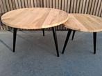 Set ronde eikenhouten salontafels, Huis en Inrichting, Ophalen, 50 tot 100 cm, Nieuw, 50 tot 100 cm