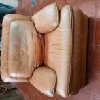 Zetel in bruin leder,1 zit, Huis en Inrichting, Fauteuils, Ophalen, Gebruikt