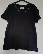zwart tshirt met ringetjes aan decolete, Zwart, Maat 42/44 (L), Ophalen of Verzenden, Korte mouw