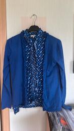 Blauwe gilet en bloesje, Kleding | Dames, Jasjes, Kostuums en Pakken, Blauw, Maat 46/48 (XL) of groter, Nieuw, Ophalen of Verzenden