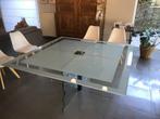 Moderne glazen tafel, Huis en Inrichting, Tafels | Salontafels, Ophalen, Zo goed als nieuw, Vierkant, Glas