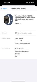 Montre apple watch serie 10 GPS + cellular 46 mm, Handtassen en Accessoires, Smartwatches, Ophalen, Zwart, Apple Watch, IOS