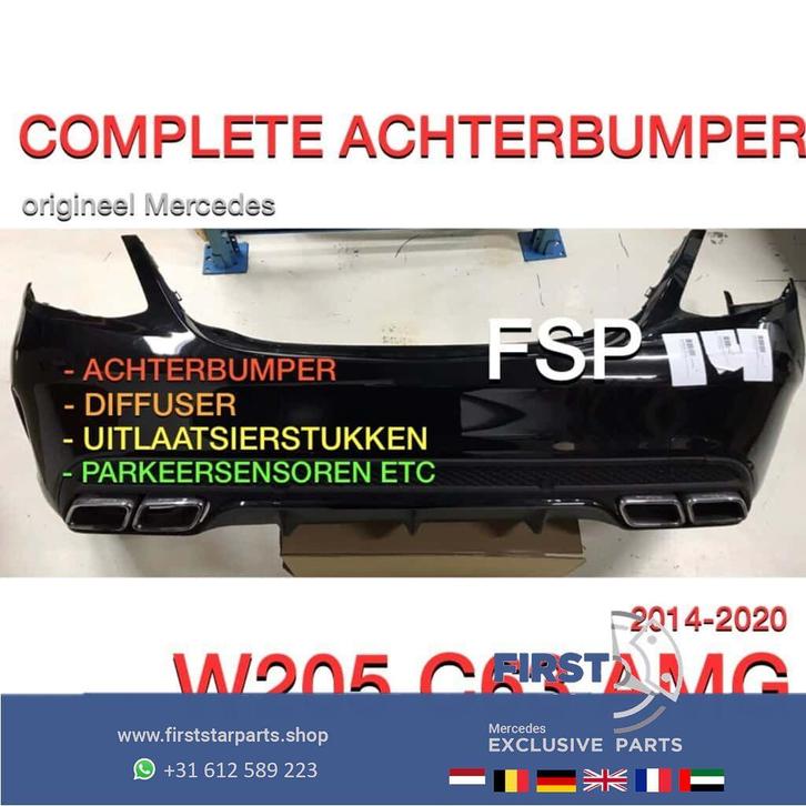 W205 C63 AMG Achterbumper zwart wit grijs compleet Mercedes, Auto-onderdelen, Carrosserie, Bumper, Mercedes-Benz, Achter, Gebruikt