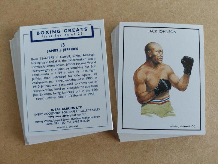 Boxing Greats complete set 25 chromos boksers 1991, Verzamelen, Sportartikelen en Voetbal, Zo goed als nieuw, Poster, Plaatje of Sticker