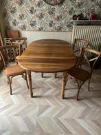 Rond/ovale eiken tafel en 4 stoelen, Huis en Inrichting, Ophalen, Gebruikt