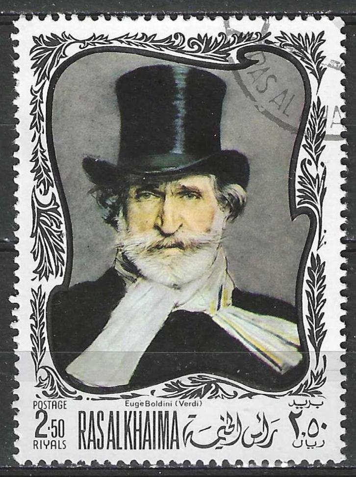 Ras Al Khaima 1969 - Stampworld 296 - Mozart - 2,50 R. (ST), Postzegels en Munten, Postzegels | Azië, Verzenden