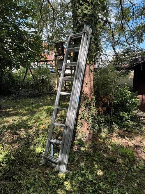 Ladder 3x9 alu max 6,8m, Doe-het-zelf en Bouw, Ladders en Trappen, Gebruikt, Ladder, 4 meter of meer, Opvouwbaar of Inschuifbaar