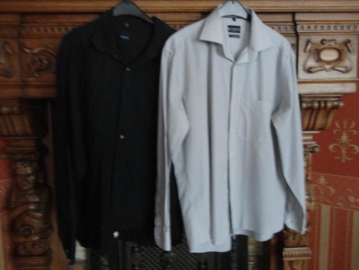 2 heren Hemden met lange mauw, Kleding | Heren, Overhemden, Zo goed als nieuw, Halswijdte 43/44 (XL), Zwart, Ophalen of Verzenden