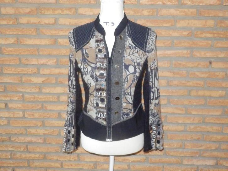 (79) - gilet femme t.S noir brun - pause café -, Kleding | Dames, Truien en Vesten, Zo goed als nieuw, Maat 36 (S), Zwart, Ophalen of Verzenden