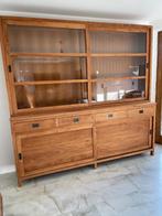 Teak vitrinekast 2m40 z.g.a.n., Huis en Inrichting, Ophalen of Verzenden, Zo goed als nieuw, Teakhout
