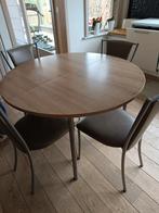 Keukentafel rond (uitschuifbaar) met 6 stoelen te koop, Enlèvement, Utilisé, Cinq personnes ou plus, Rond