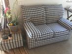 Leuke zetel + poef geruit, Ophalen, Gebruikt, Tweepersoons, 75 tot 100 cm